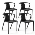 Lot de 4 chaises en plastique avec accoudoirs empilables