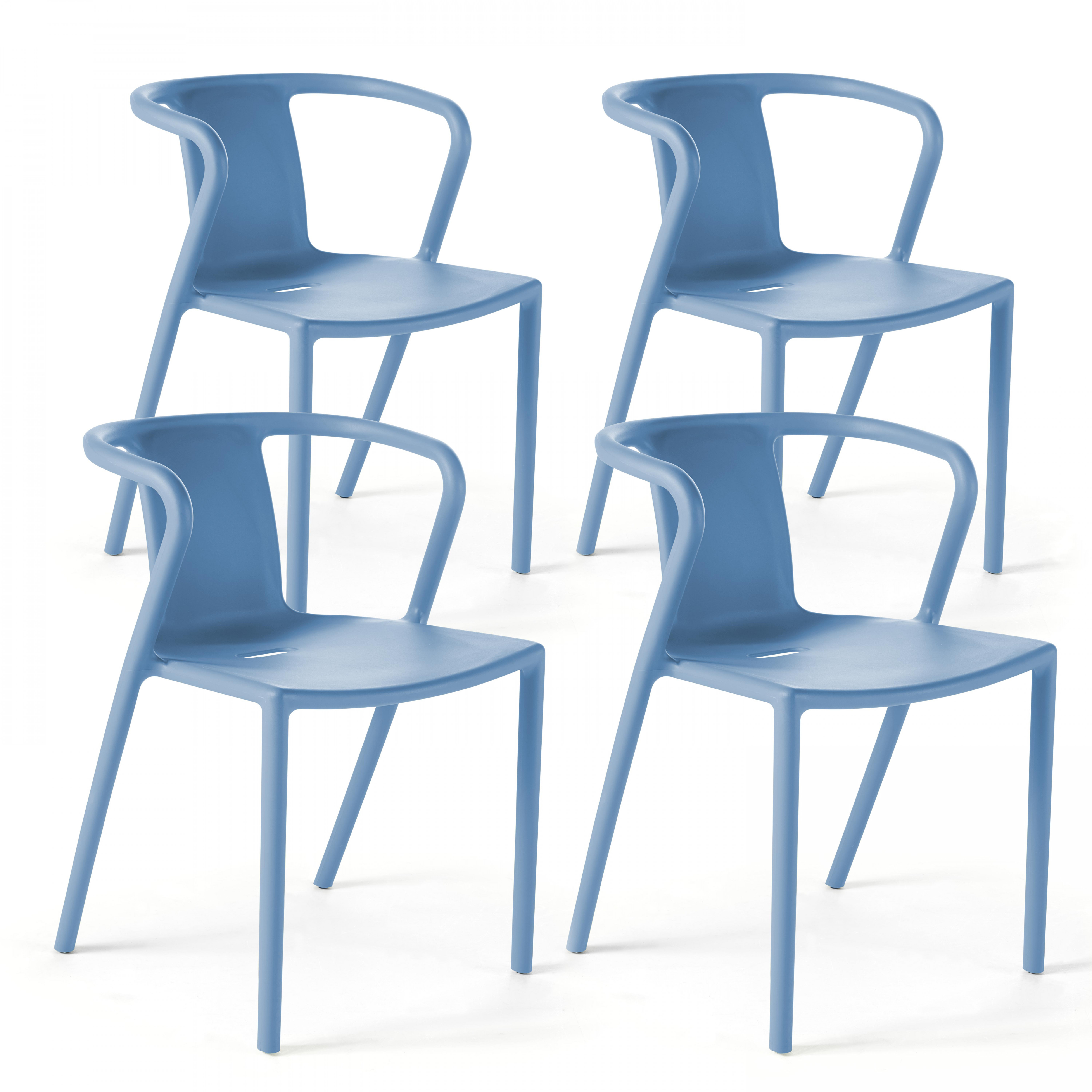 Lot de 4 chaises en plastique avec accoudoirs empilables