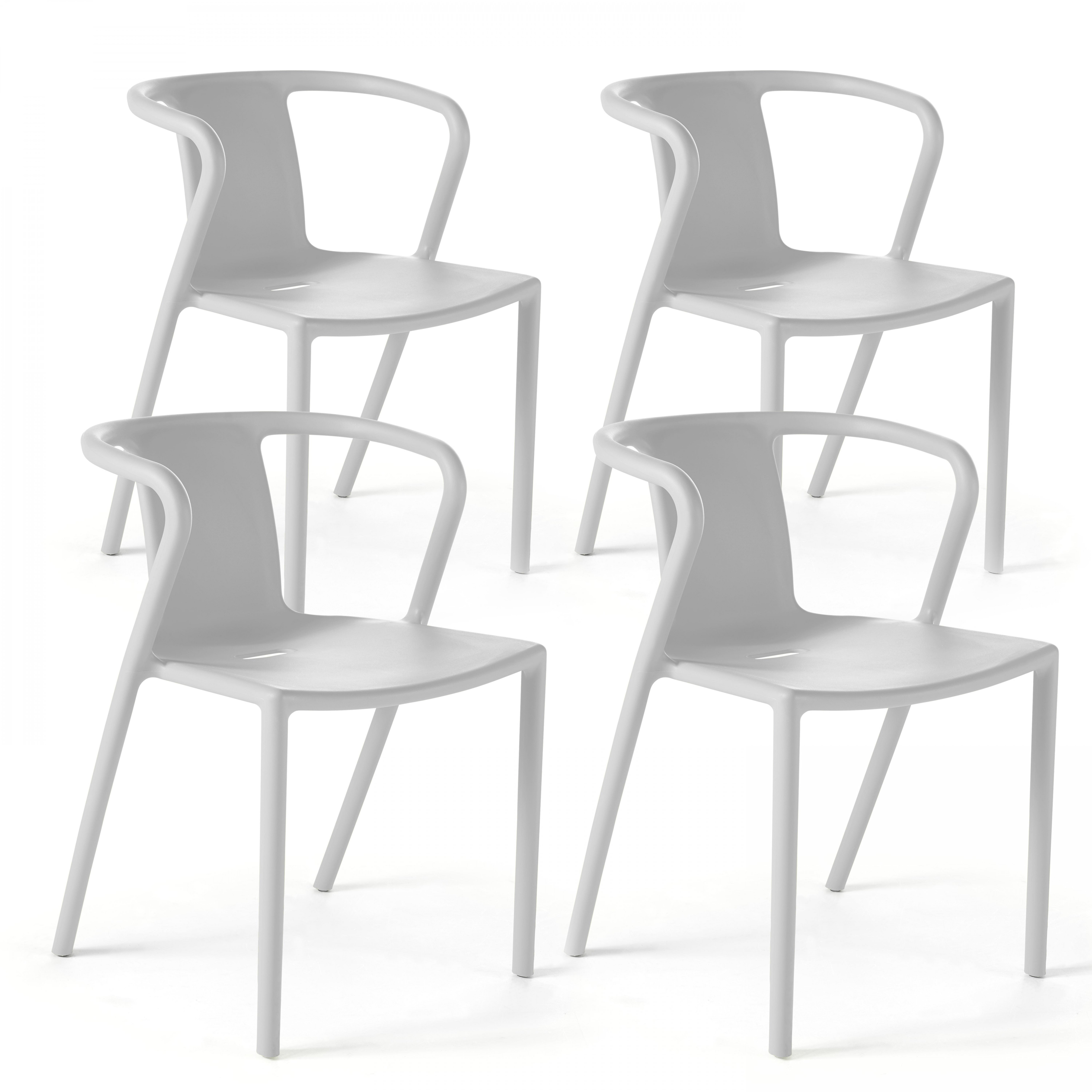 Lot de 4 fauteuils de jardin design en plastique