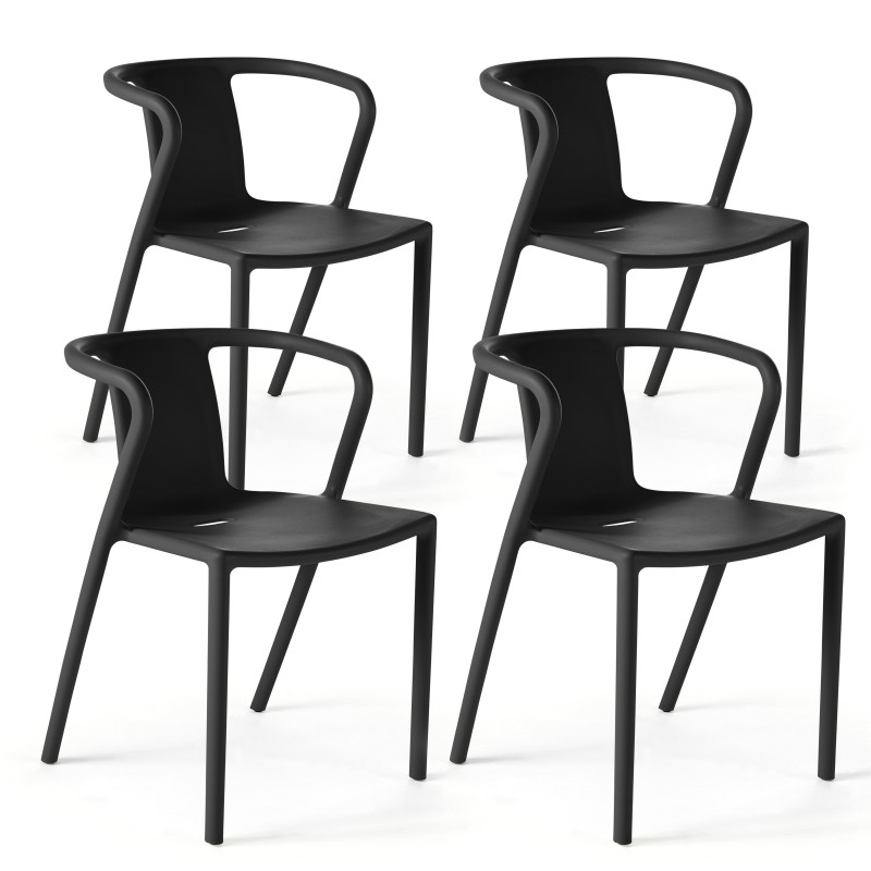 Lot de 4 fauteuils de jardin design en plastique