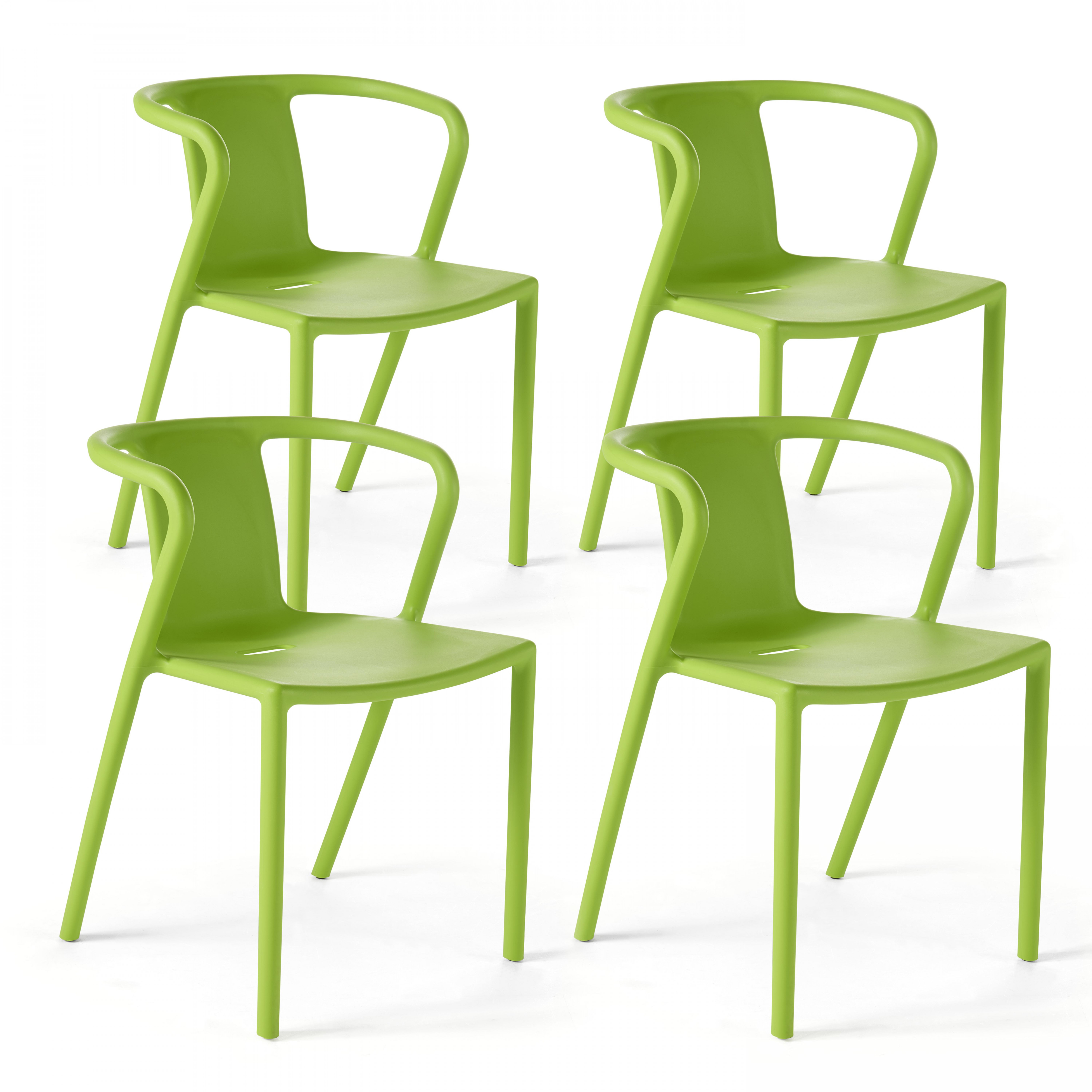 Lot de 4 fauteuils de jardin design en plastique