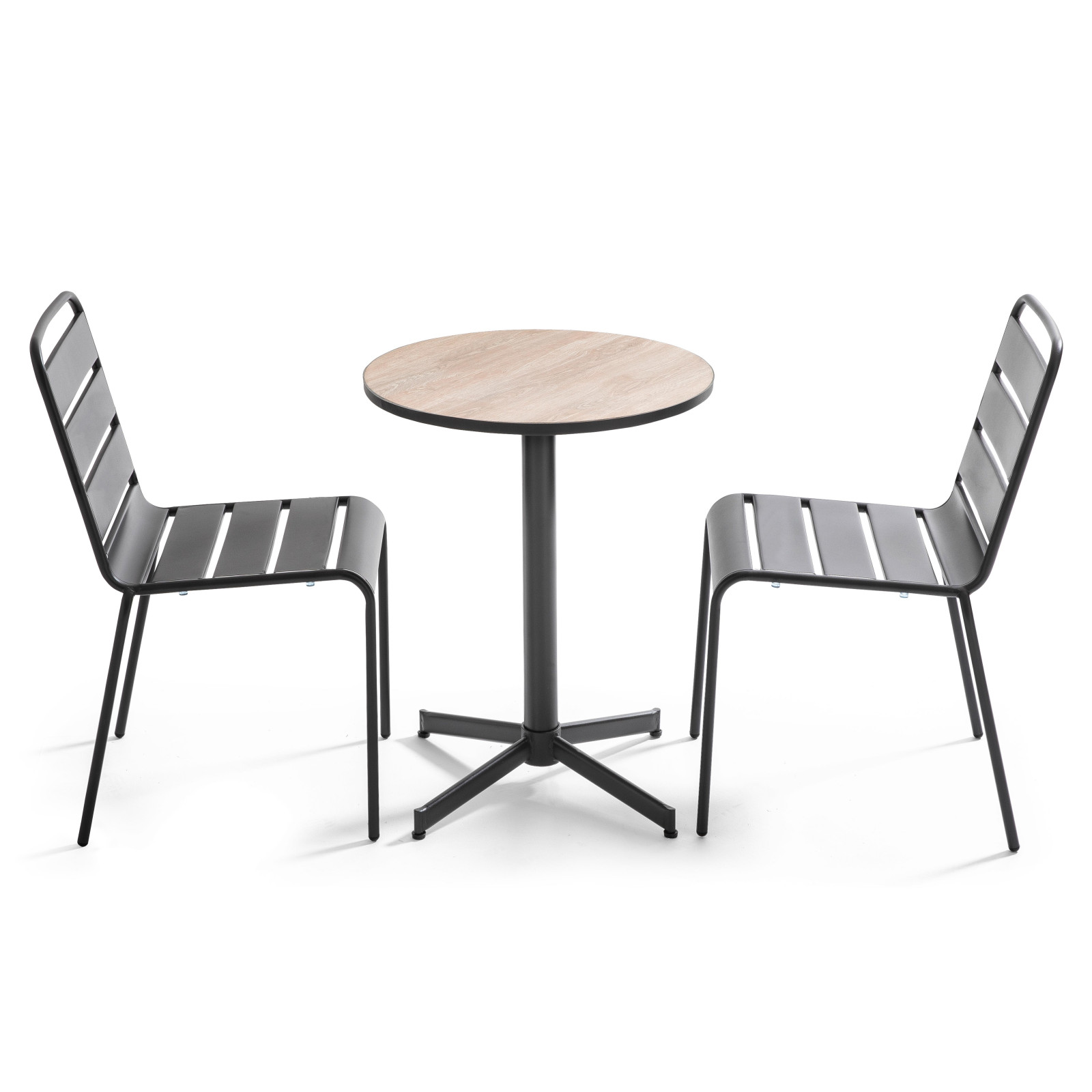 Ensemble de jardin table ronde (⌀60 x 72 cm) + 2 chaises
