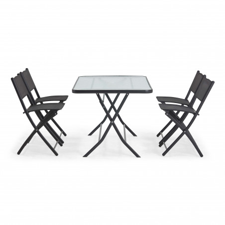 Table de jardin rectangulaire 130 x 80 cm et 4 chaises pliantes