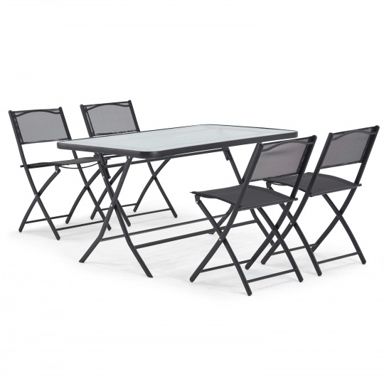 Table de jardin + 4 chaises pliantes. Léger et peu encombrant | Oviala