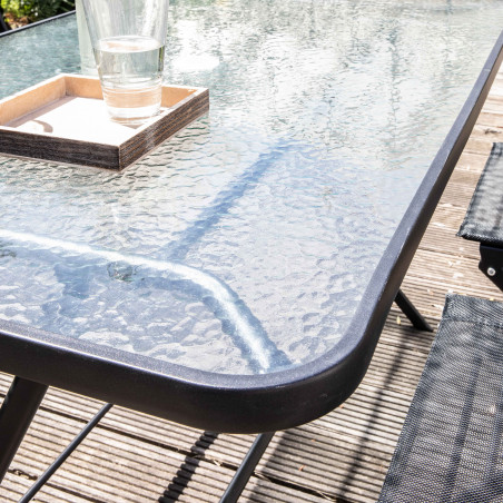 Table de jardin rectangulaire 130 x 80 cm et 4 chaises pliantes