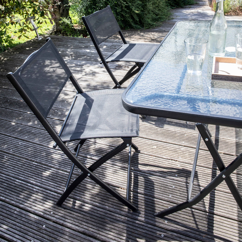 Table de jardin rectangulaire 130 x 80 cm et 4 chaises pliantes