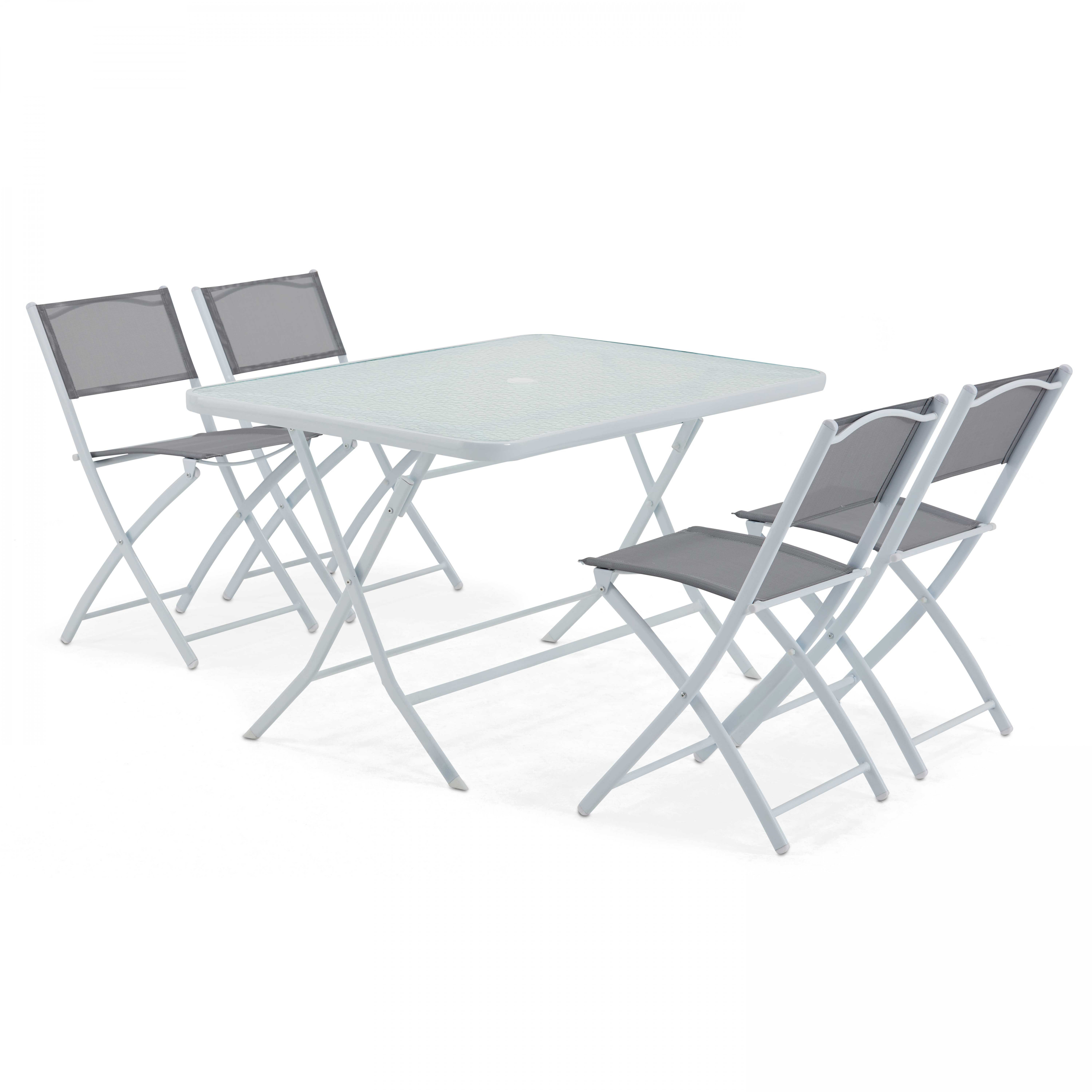 Table de jardin rectangulaire 130 x 80 cm et 4 chaises pliantes