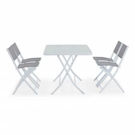 Table de jardin rectangulaire 130 x 80 cm et 4 chaises pliantes