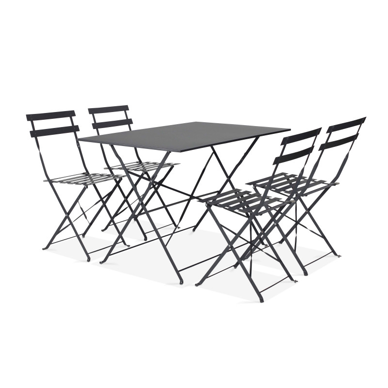 Ensemble table rectangulaire (110 x 70 x 71 cm) et 4 chaises