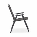 Table de jardin rectangulaire 140 x 80 cm, 6 chaises avec accoudoirs et un parasol