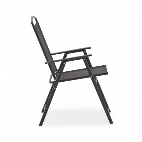 Table de jardin rectangulaire 140 x 80 cm, 6 chaises avec accoudoirs et un parasol