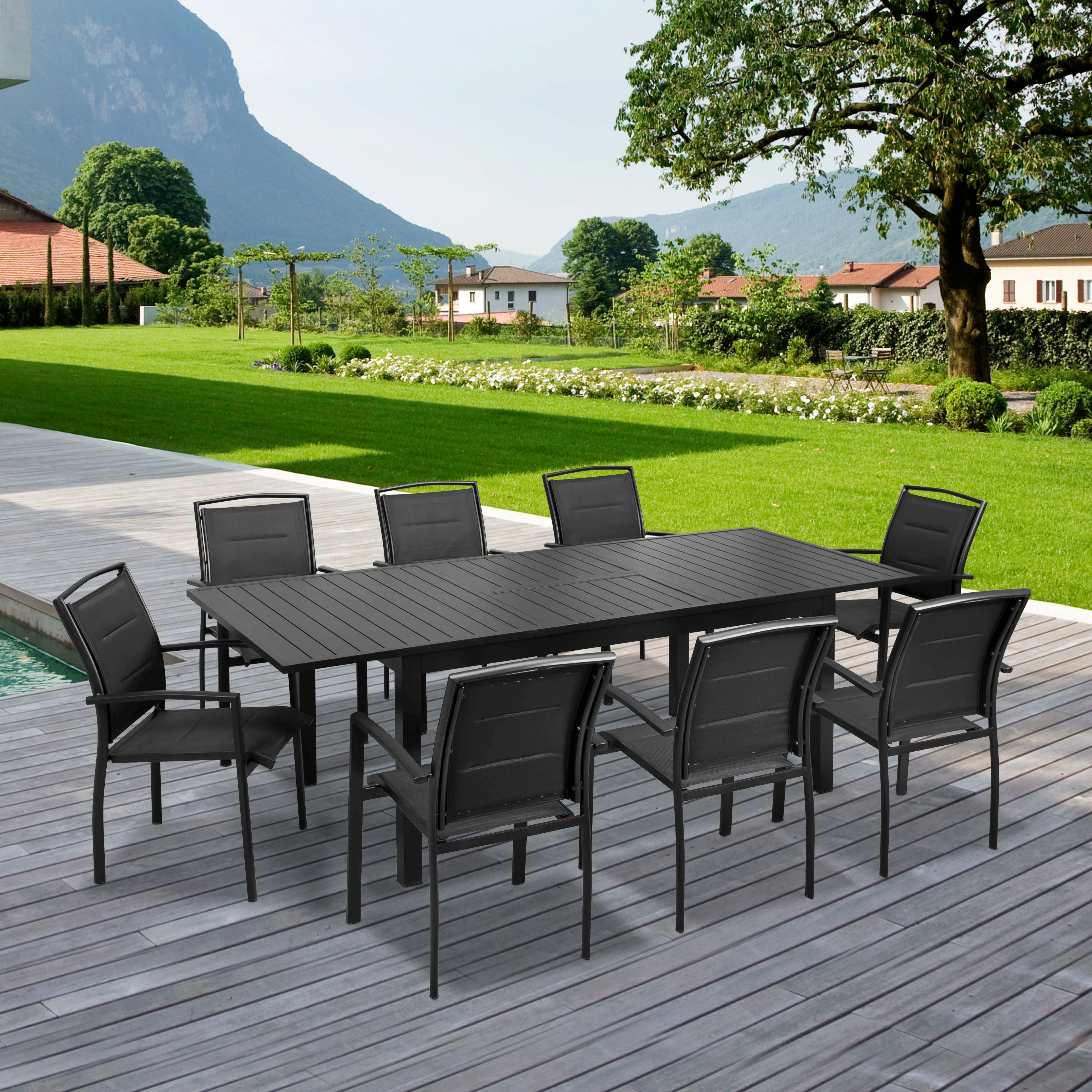 Green 6 Places Rectangulaire patio jardin table chaises meubles cover