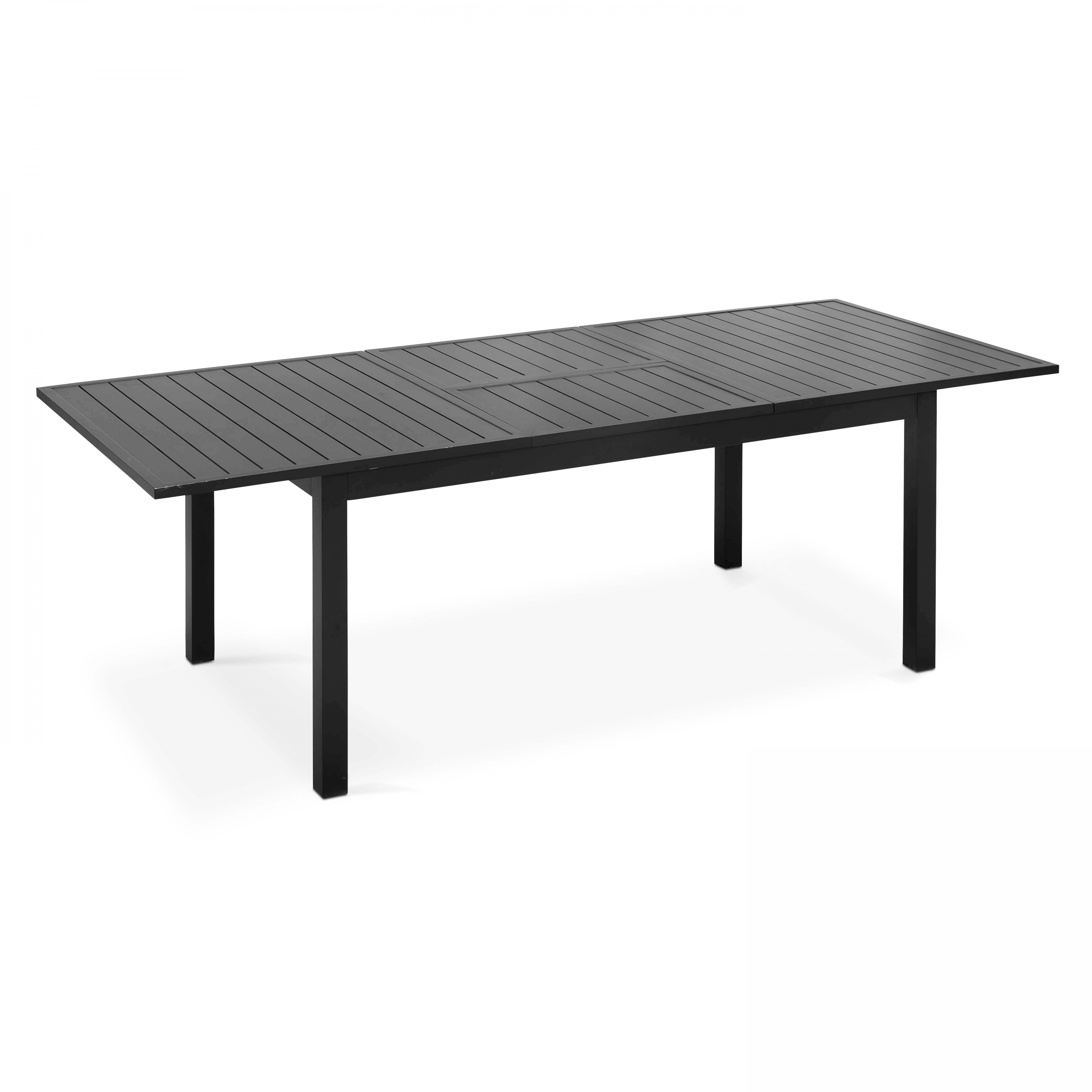 Table de jardin extensible en aluminium noir (238 x 100 x 74 cm)