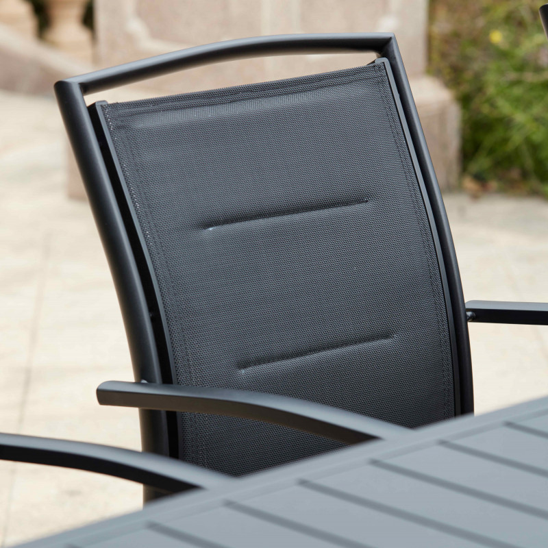 2 Fauteuils de jardin noir en aluminium et textilène