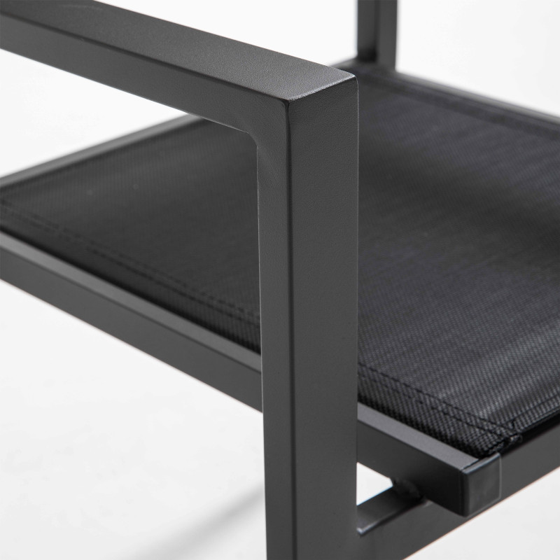 2 Fauteuils de jardin noir en aluminium et textilène