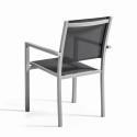 Table de jardin rectangulaire 180 x 90 cm, plateau en verre et 8 chaises