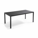 Table de jardin rectangulaire 180 x 90 cm, plateau en verre et 8 chaises