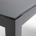 Table de jardin rectangulaire 180 x 90 cm, plateau en verre et 8 chaises