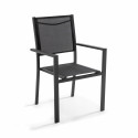 Table de jardin rectangulaire 180 x 90 cm, plateau en verre et 8 chaises