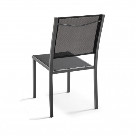 Table de jardin rectangulaire 180 x 90 cm, plateau en verre et 8 chaises