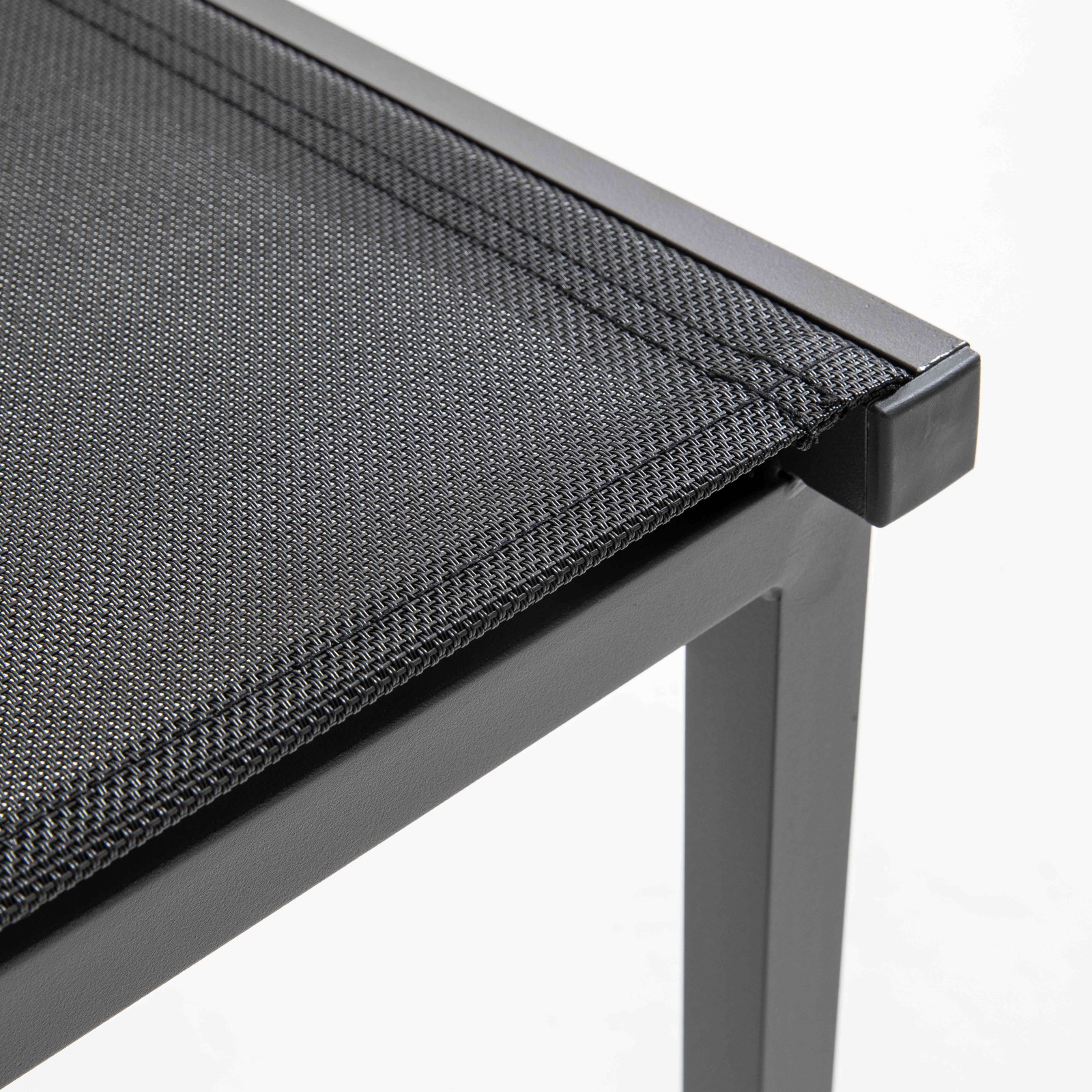 Table de jardin rectangulaire 180 x 90 cm, plateau en verre et 8 chaises