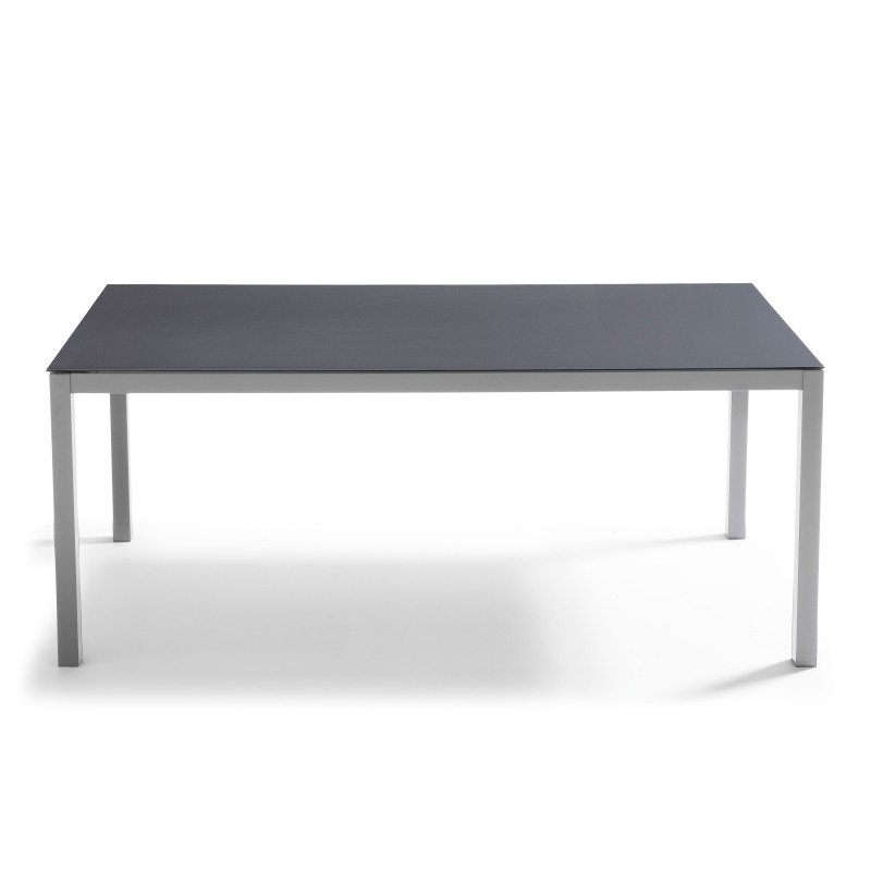 Table de jardin en aluminium avec plateau en verre sécurit