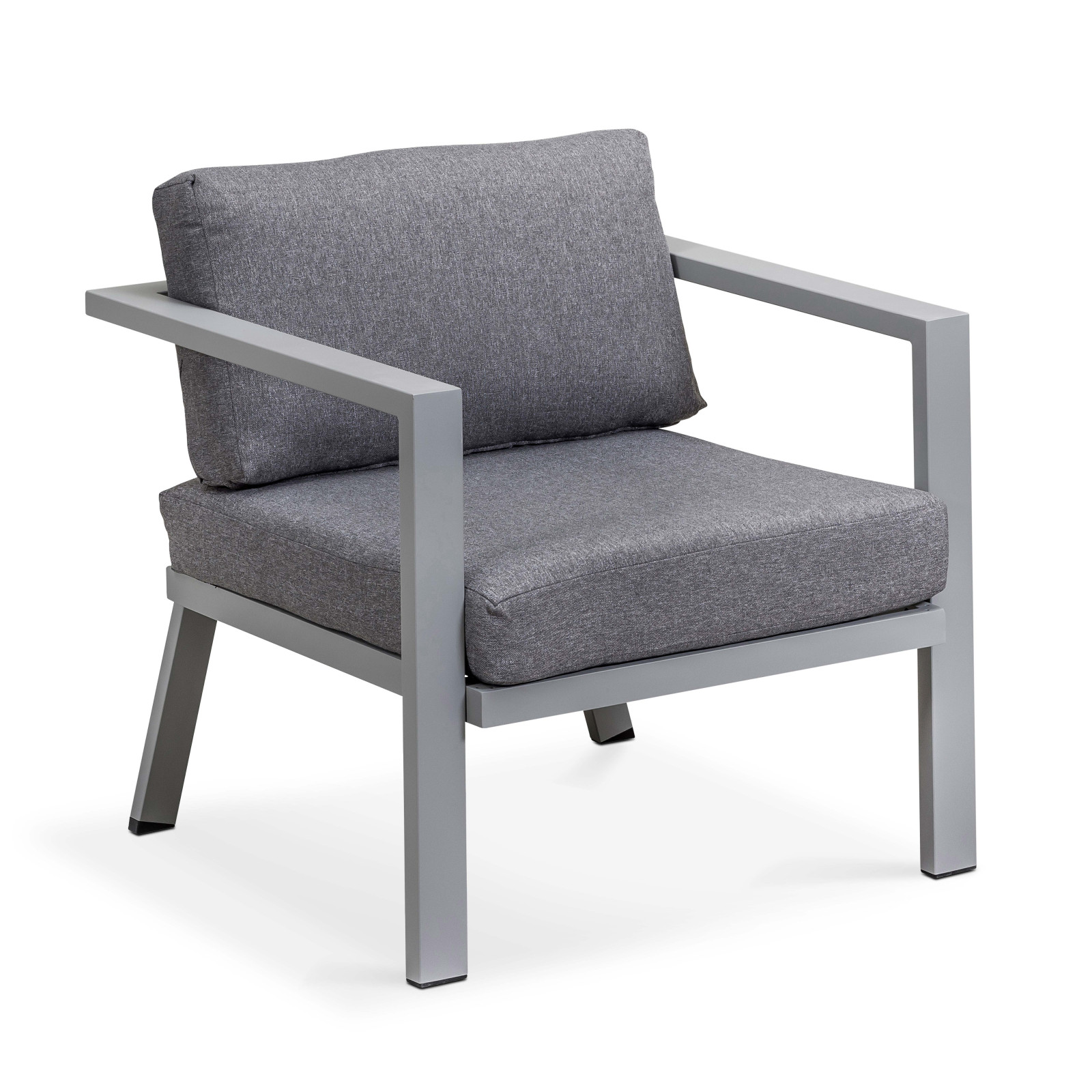 Salon de jardin 6 places aluminium canapé d'angle et fauteuil