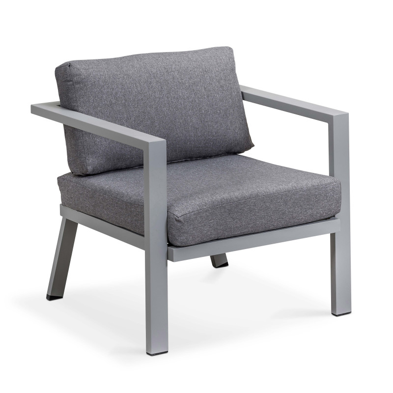 Salon de jardin 6 places aluminium canapé d'angle et fauteuil