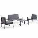 Salon de jardin 4 places en aluminium avec 2 fauteuils et table basse