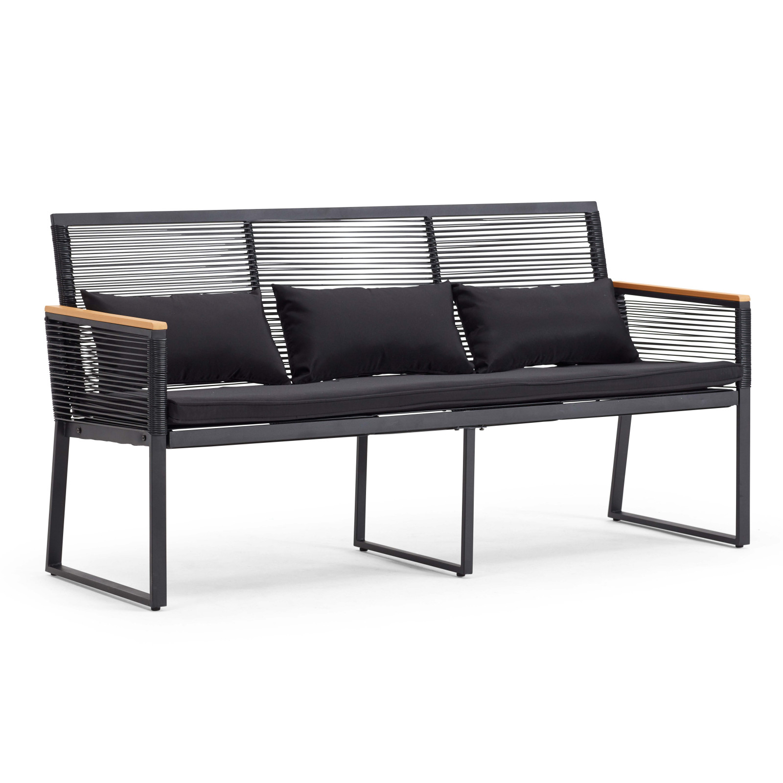 Salon de jardin 5 places composé d'un canapé, 2 fauteuils avec accoudoirs et une table basse