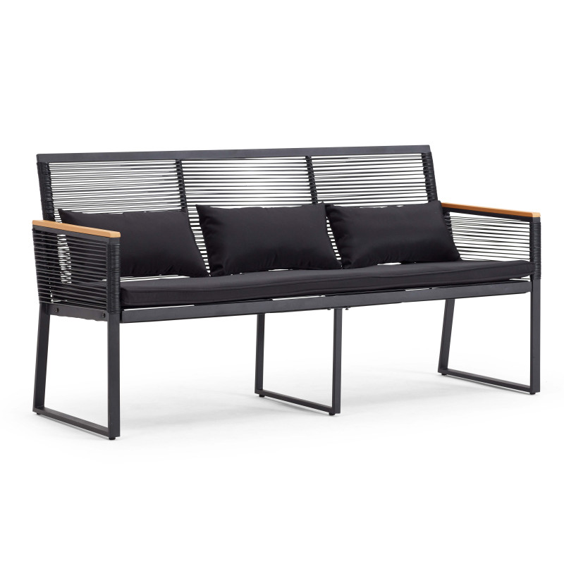 Salon de jardin 5 places composé d'un canapé, 2 fauteuils avec accoudoirs et une table basse