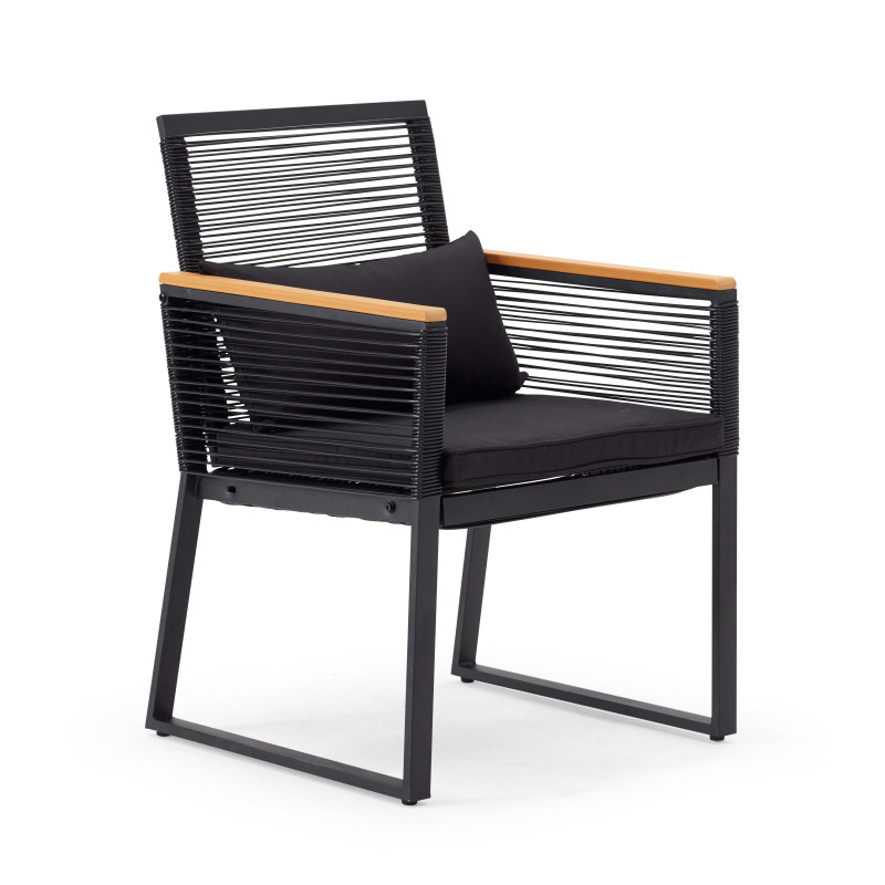 Salon de jardin 5 places composé d'un canapé, 2 fauteuils avec accoudoirs et une table basse