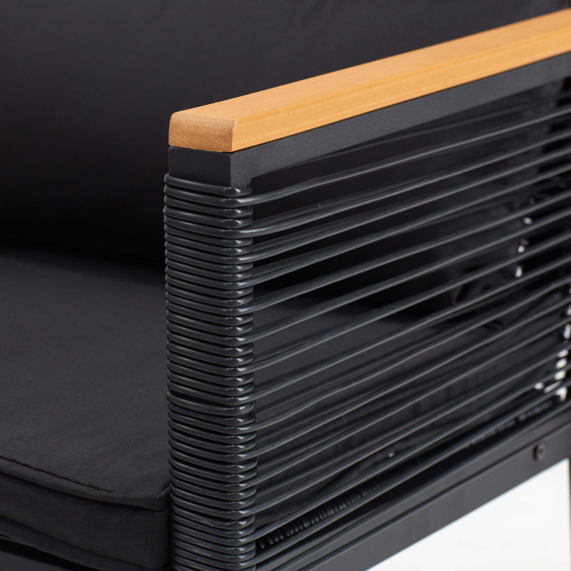 Salon de jardin 5 places composé d'un canapé, 2 fauteuils avec accoudoirs et une table basse