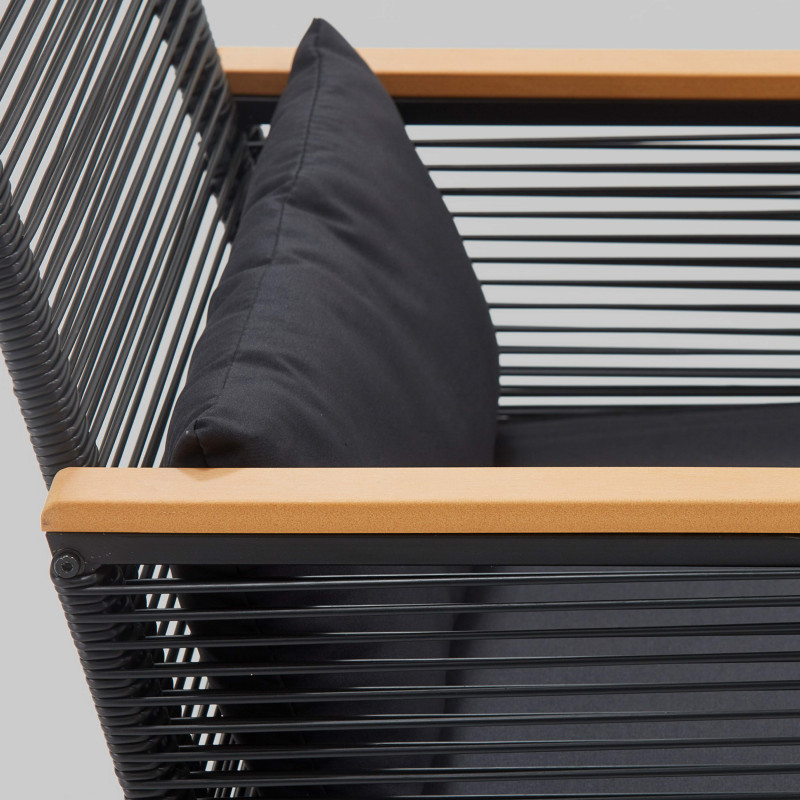 Salon de jardin 5 places composé d'un canapé, 2 fauteuils avec accoudoirs et une table basse