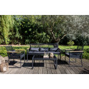 Salon de jardin 5 places composé d'un canapé, 2 fauteuils avec accoudoirs et une table basse