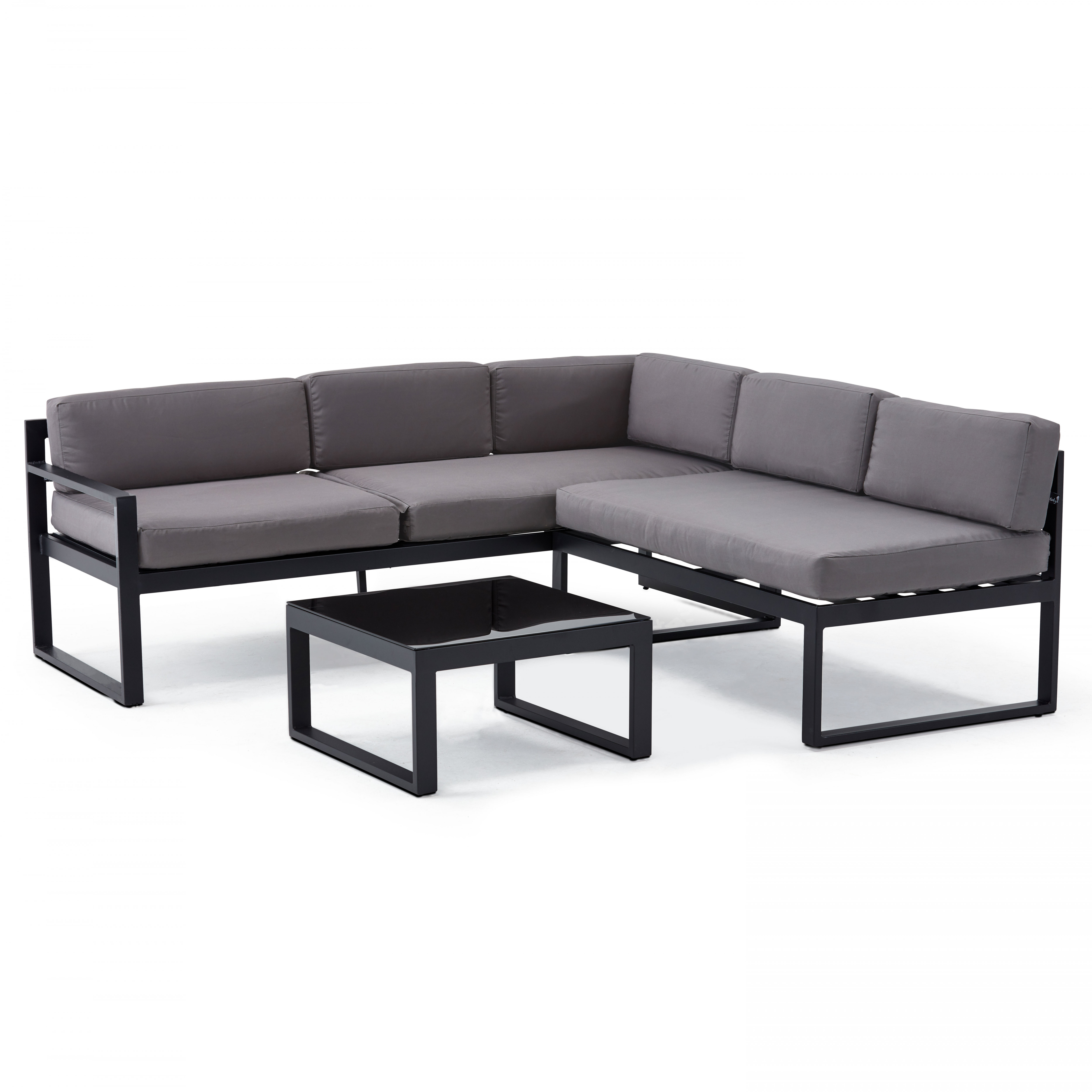 Salon bas d'angle 5 places avec dossier inclinable et table basse