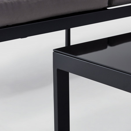Salon bas d'angle 5 places avec dossier inclinable et table basse