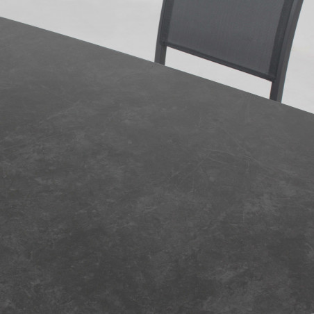 Table de jardin rectangulaire (180 x 90 cm) en aluminium + pierre frittée