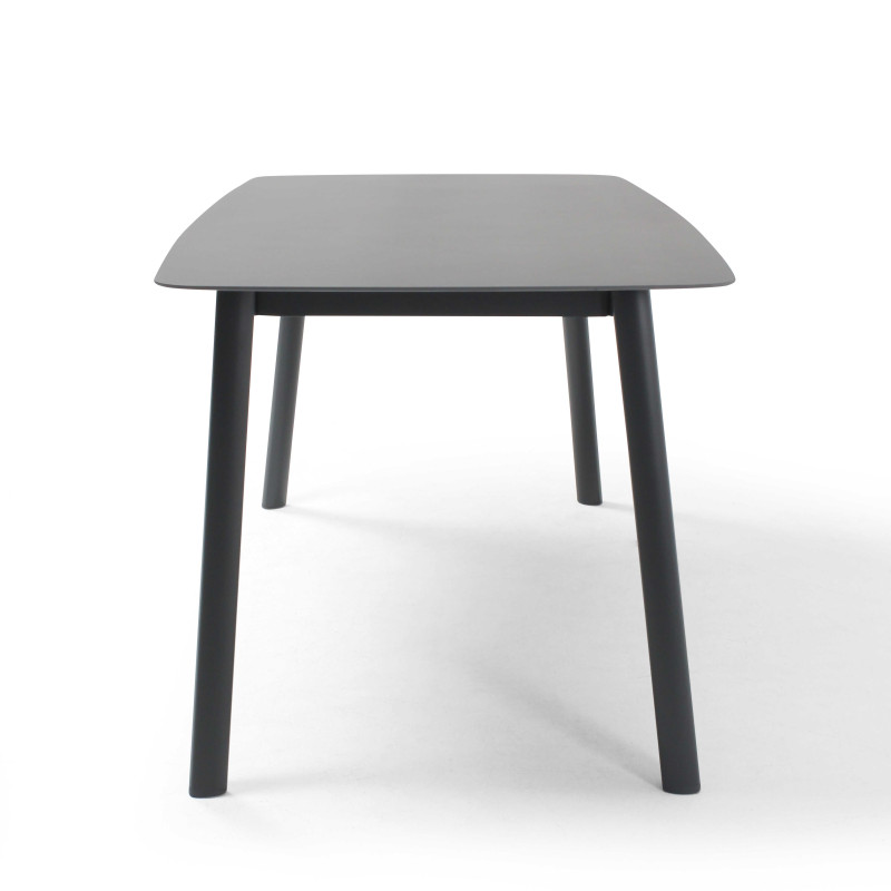 Table de jardin rectangulaire (180 x 90 cm) en aluminium + pierre frittée