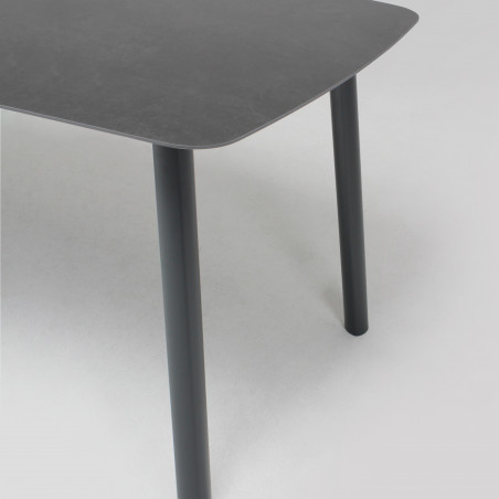 Table de jardin rectangulaire (180 x 90 cm) en aluminium + pierre frittée