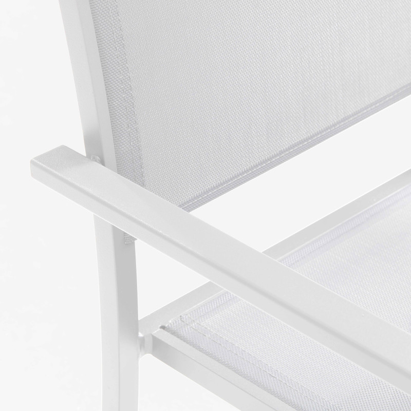 Table de jardin en aluminium et pierre (180 x 90 cm) + 6 chaises et 2 fauteuils