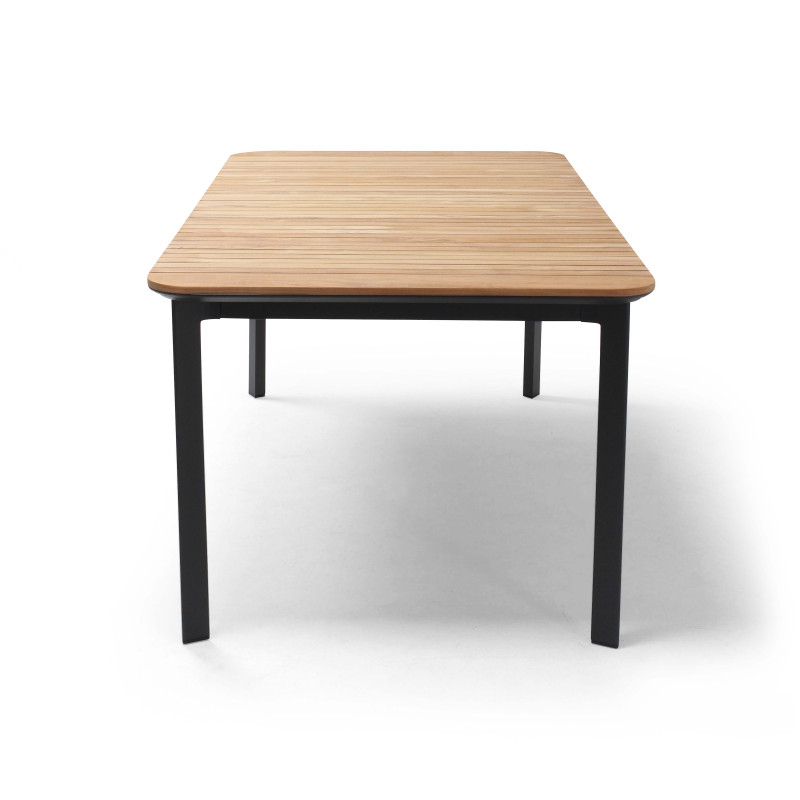 Table de jardin rectangulaire en aluminium et teck 8 places Oviala