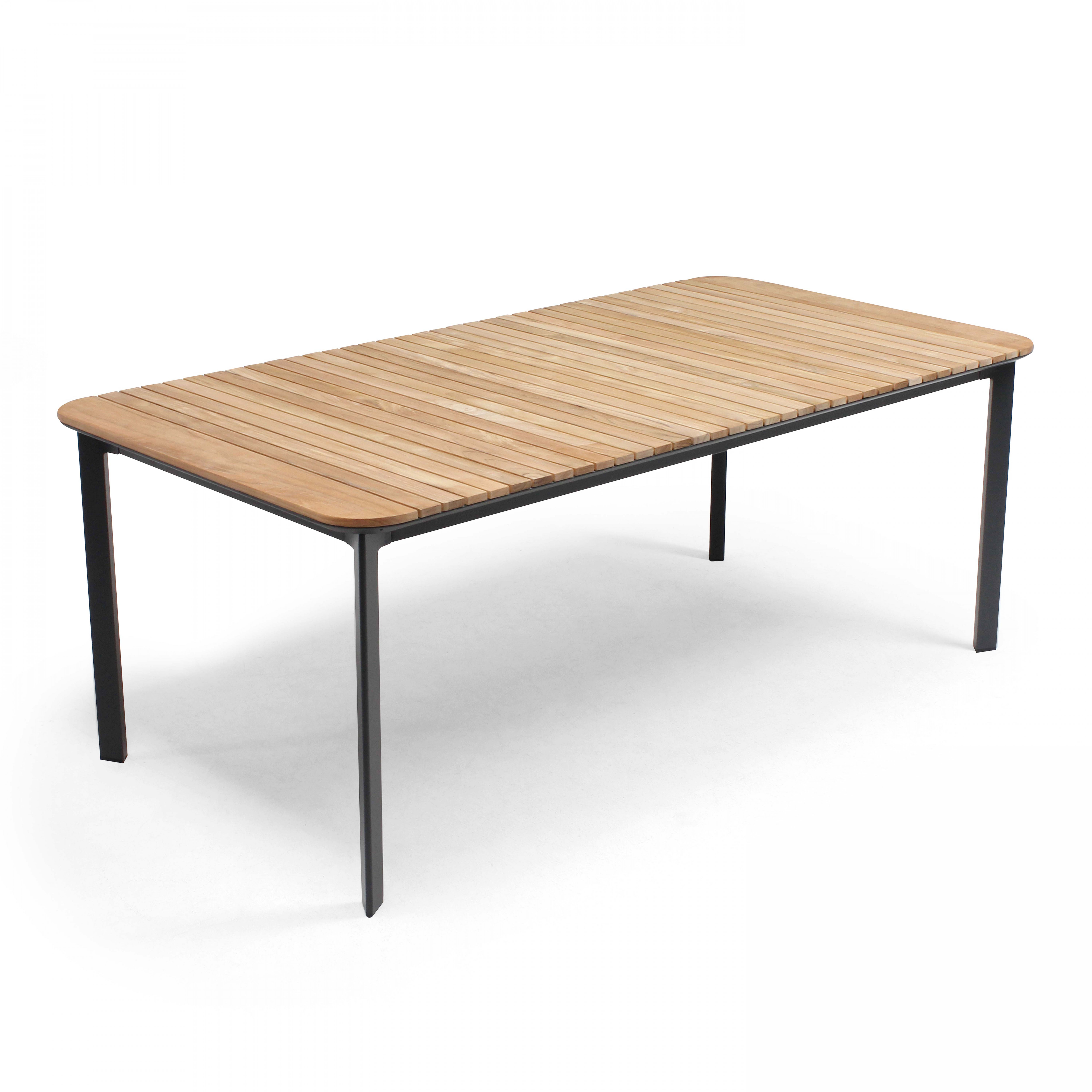 Table de jardin (200 x 100 x 75 cm) en aluminium et teck