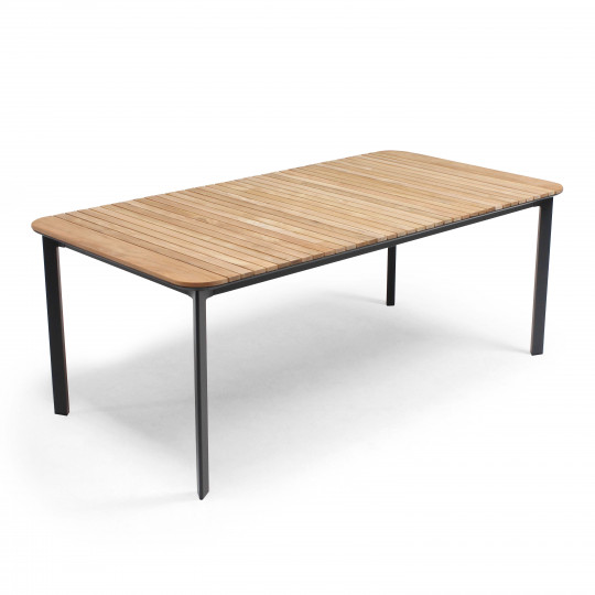 Table de jardin en aluminium et teck 8 personnes 200x100 cm | Oviala