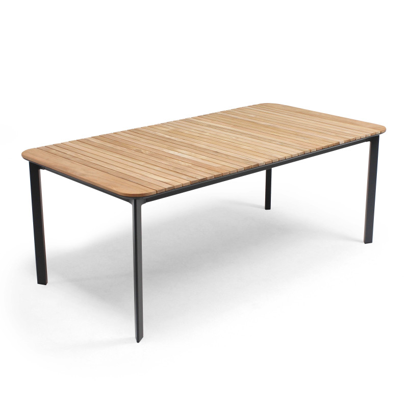 Ensemble de jardin aluminium + teck (200 x 100 x 75) + 8 fauteuils