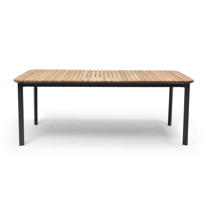 Ensemble de jardin aluminium + teck (200 x 100 x 75) + 8 fauteuils