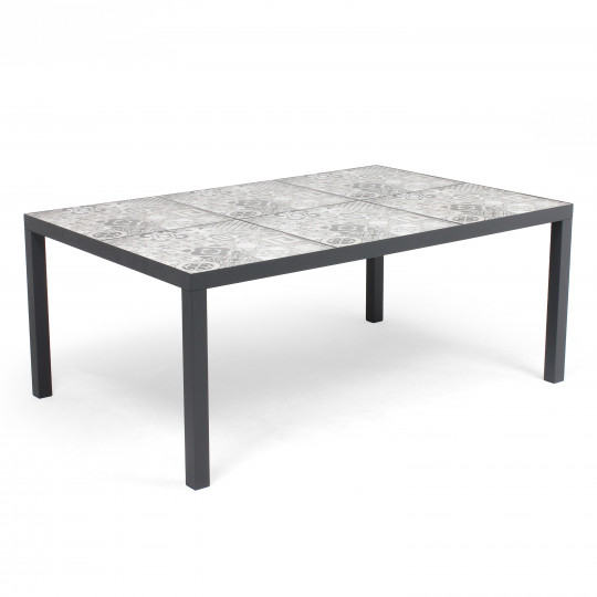 Table de jardin en céramique 10 places motif Karo