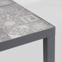 Salon de jardin 10 places table en céramique motif Karo