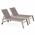 Lot de 2 bains de soleil avec roues, inclinables 5 positions