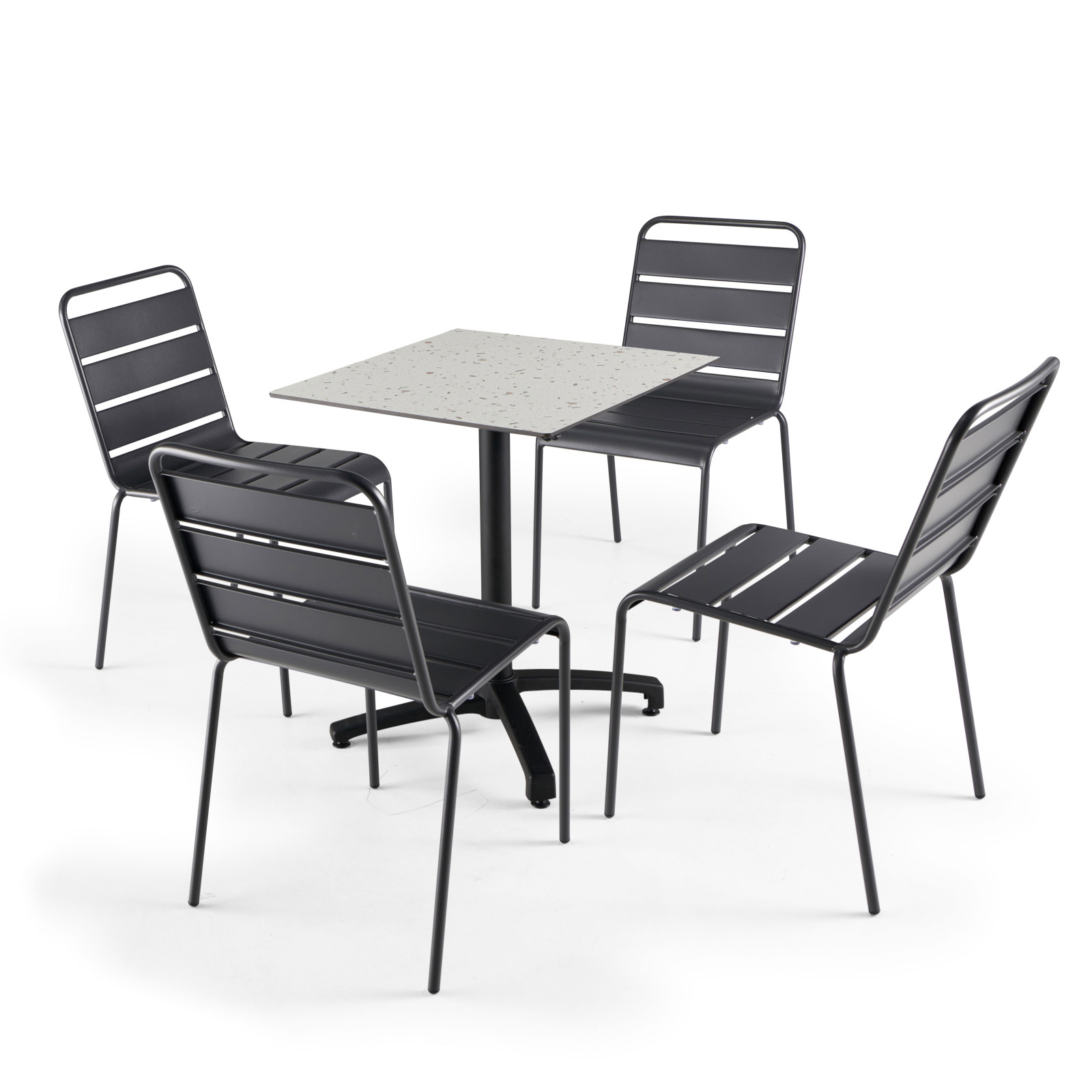 Table de jardin carrée (60x60 cm) inclinable en HPL